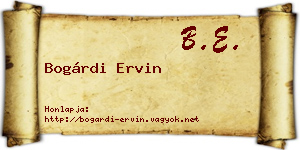 Bogárdi Ervin névjegykártya