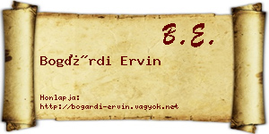 Bogárdi Ervin névjegykártya